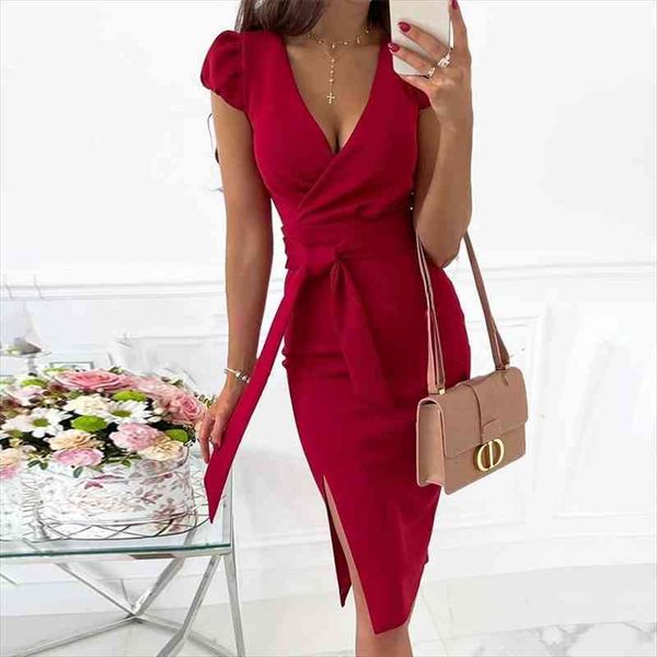 summer tie-up slim dress office ladies casual short sleeve solid dress vestidos women v-neck elegant split party, Black;gray
summer tie-up slim dress office ladies casual short sleeve solid dress vestidos women v-neck elegant split party, Black;gray