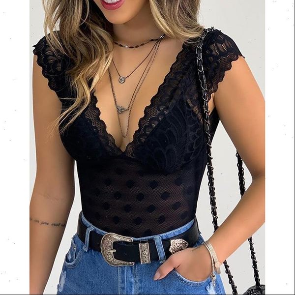 summer black lace deep v neck blouse shirt women fashion sleeveless polka dot mesh transparent korean clothing sj6008v, White
summer black lace deep v neck blouse shirt women fashion sleeveless polka dot mesh transparent korean clothing sj6008v, White