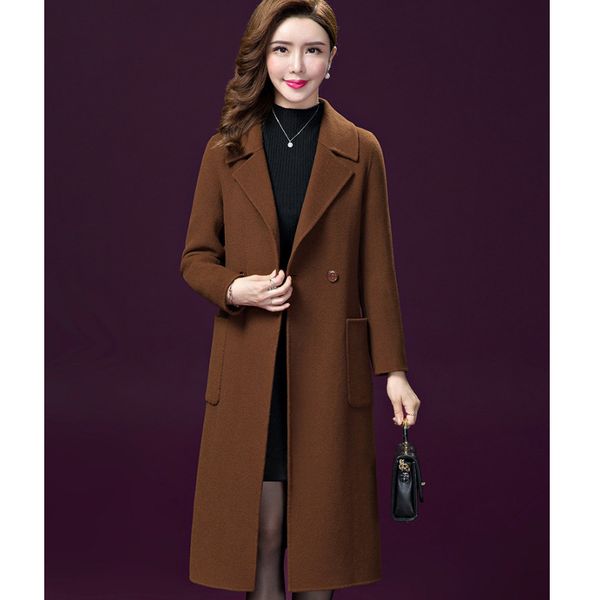 autumn winter women's woolen coat temperament solid color new fashion turn down collar female casual slimming mid-length jacket, Black
autumn winter women's woolen coat temperament solid color new fashion turn down collar female casual slimming mid-length jacket, Black