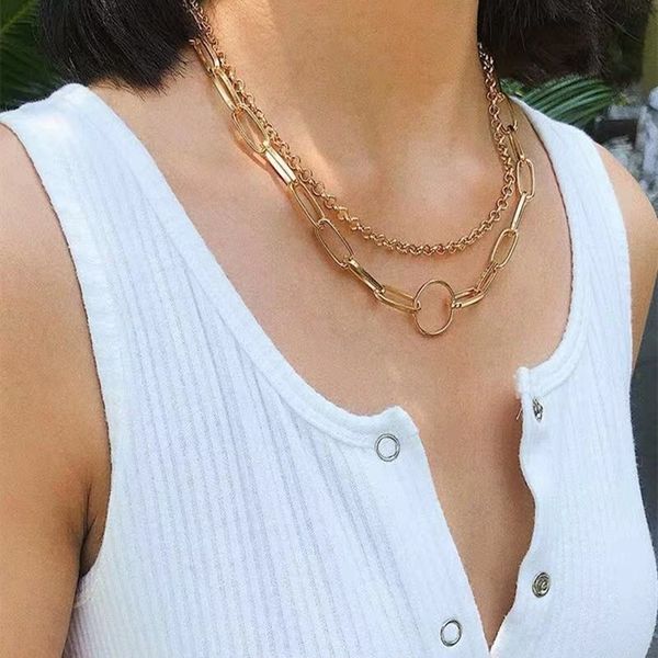 2020 factory fashion european american style amzon exclusive supply multi-layer metal thick chain ladies punk style necklace jewellry, Silver
2020 factory fashion european american style amzon exclusive supply multi-layer metal thick chain ladies punk style necklace jewellry, Silver