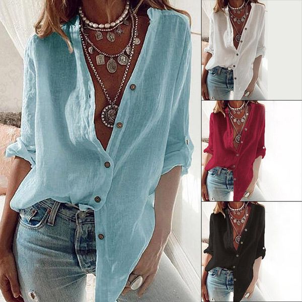 loose blouses women summer autumn blouse leisure shirts button office lady long sleeve oversize shirt blusas retro casual, White
loose blouses women summer autumn blouse leisure shirts button office lady long sleeve oversize shirt blusas retro casual, White