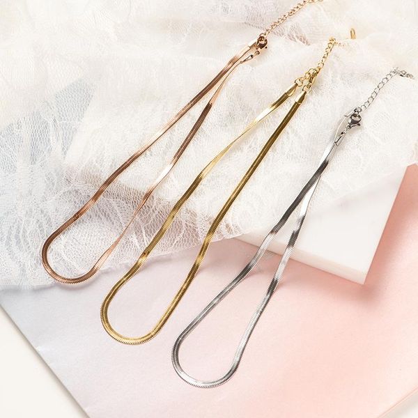 stainless steel snake chain choker necklace for women simple rose gold necklaces luxury party jewelry z320, Golden;silver
stainless steel snake chain choker necklace for women simple rose gold necklaces luxury party jewelry z320, Golden;silver