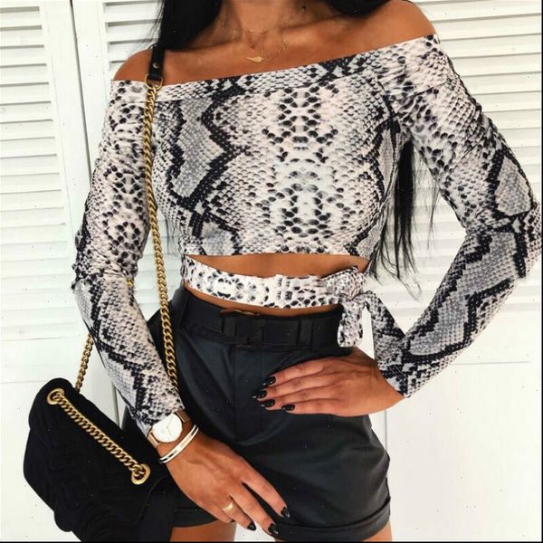 womens fashion and blouses snakeskin print off shoulder crop long sleeve slim shirts spring summer clothes, White
womens fashion and blouses snakeskin print off shoulder crop long sleeve slim shirts spring summer clothes, White