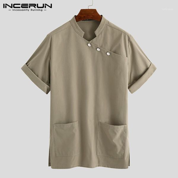 men casual shirt 2020 v neck solid color pockets retro short sleeve button camisas streetwear vintage clothing s-5xl1 men's shirts, White;black
men casual shirt 2020 v neck solid color pockets retro short sleeve button camisas streetwear vintage clothing s-5xl1 men's shirts, White;black