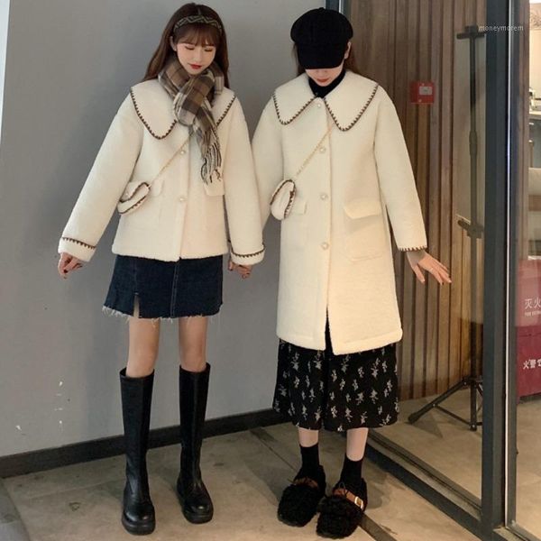 women's wool & blends loose and thin lamb coat warm cotton jacket with bag long short1, Black
women's wool & blends loose and thin lamb coat warm cotton jacket with bag long short1, Black