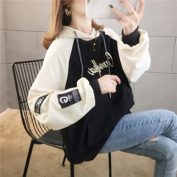 autumn 2020 new online red fashion simple letter hooded women's coat sweater sweater long sleeve loose oversized coat vge1r, Black
autumn 2020 new online red fashion simple letter hooded women's coat sweater sweater long sleeve loose oversized coat vge1r, Black