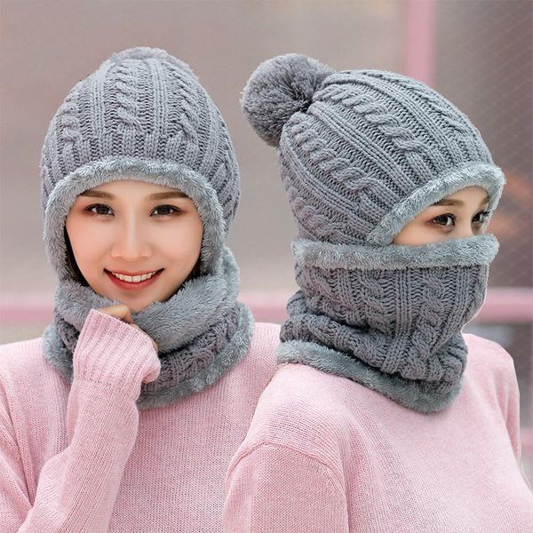 beanie/skull caps multifunctional hats bib one piece ear protection warm knitted hat women double layer plus velvet woolen winter beanies, Blue;gray
beanie/skull caps multifunctional hats bib one piece ear protection warm knitted hat women double layer plus velvet woolen winter beanies, Blue;gray