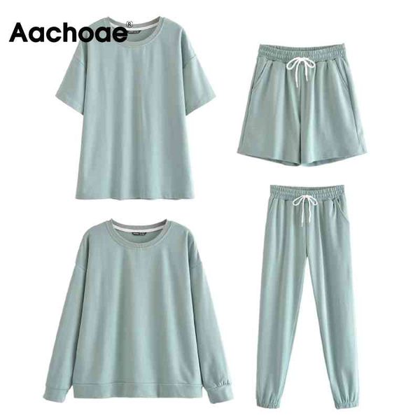 aachoae women solid casual tracksuits 2021 loose o neck tshirt shorts pants suits female summer home style two piece sets, Gray
aachoae women solid casual tracksuits 2021 loose o neck tshirt shorts pants suits female summer home style two piece sets, Gray