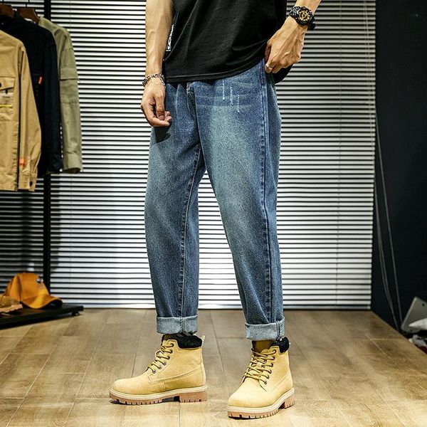fall plus size jeans men's trendy brand loose straight casual dad long pants men korean style trend wild men report, Blue
fall plus size jeans men's trendy brand loose straight casual dad long pants men korean style trend wild men report, Blue