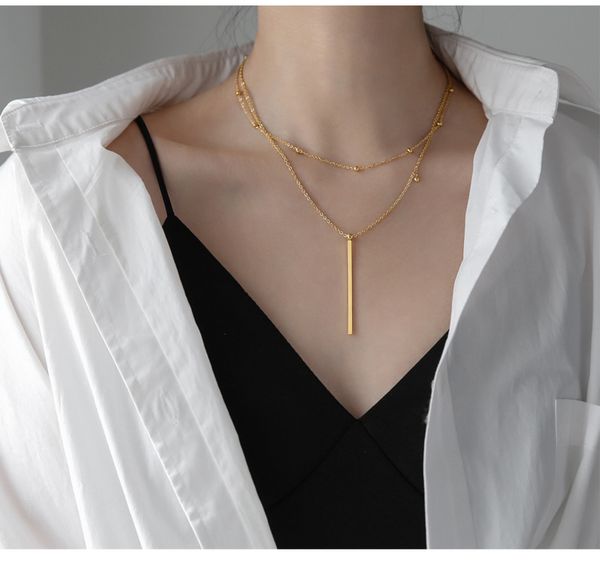 women stainless steel jewelry beaded chains bar necklace titanium with 18k gold punk party designer club t show korea japan q0531, Silver
women stainless steel jewelry beaded chains bar necklace titanium with 18k gold punk party designer club t show korea japan q0531, Silver