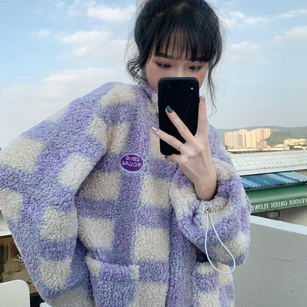 woherb velvet coats autumn and winter jacket loose vintage plaid coat female thickening jackets 2021 korean chic streetwear coat1, Black;brown
woherb velvet coats autumn and winter jacket loose vintage plaid coat female thickening jackets 2021 korean chic streetwear coat1, Black;brown