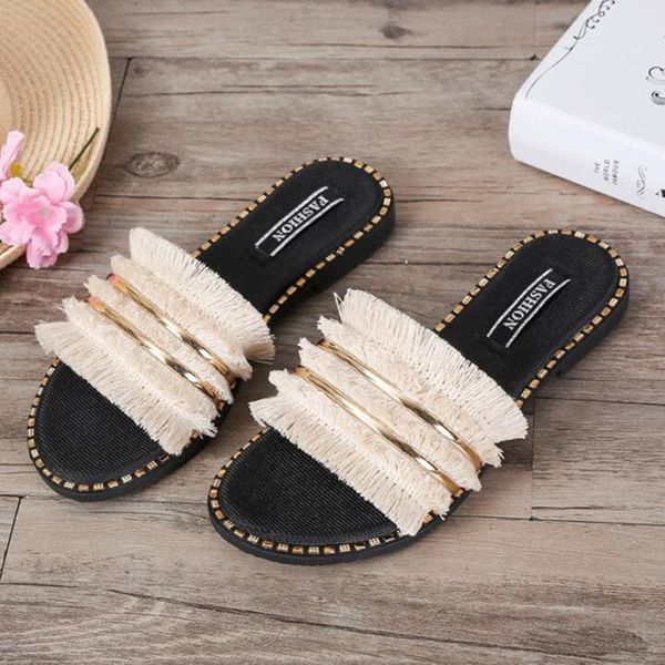 slippers woman summer female casual beach shoes outdoor lady comfortable flats fashion tassel the word drag qq110, Black
slippers woman summer female casual beach shoes outdoor lady comfortable flats fashion tassel the word drag qq110, Black