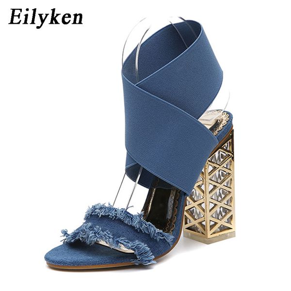 eilyken fashion black blue denim women sandals clear heel crystal elastic band pumps sandals rome sandals for women 0928
eilyken fashion black blue denim women sandals clear heel crystal elastic band pumps sandals rome sandals for women 0928