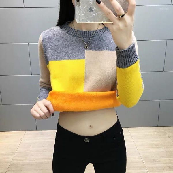 new arrival thick winter knitted women sweater plus velvet o-neck contrast color pullovers1, White;black
new arrival thick winter knitted women sweater plus velvet o-neck contrast color pullovers1, White;black