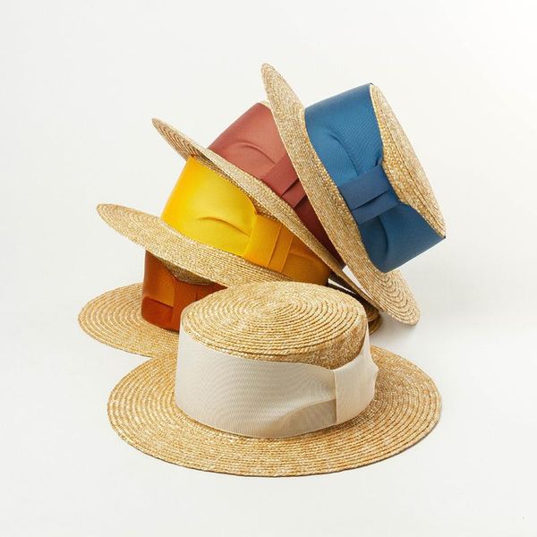 elegant 7cm brim beach boater hat summer wheat straw hat for women straw sun flat with sun protection colored ribbon, Blue;gray
elegant 7cm brim beach boater hat summer wheat straw hat for women straw sun flat with sun protection colored ribbon, Blue;gray