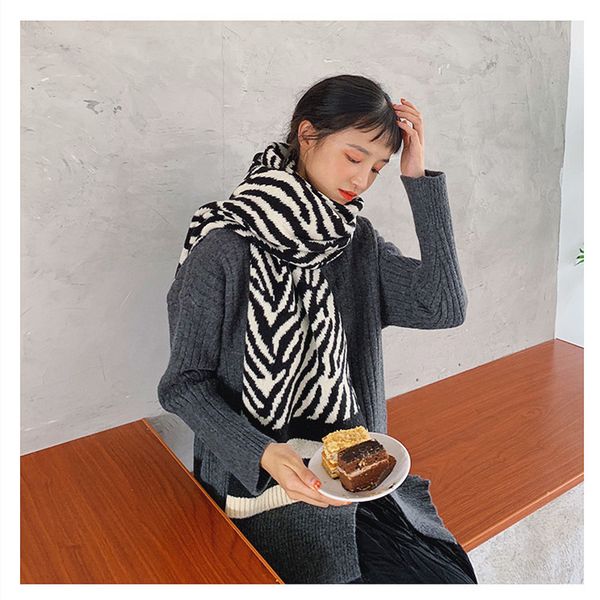 ins zebra pattern knitted coarse wool scarf for women autumn winter korean students warm and versatile bib, Blue;gray
ins zebra pattern knitted coarse wool scarf for women autumn winter korean students warm and versatile bib, Blue;gray