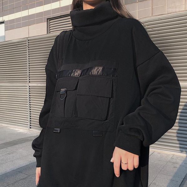 women's hoodies & sweatshirts punk hip hop pocket oversized turtleneck harajuku sweatshirt women man pullover korean chaqueta streetwea, Black
women's hoodies & sweatshirts punk hip hop pocket oversized turtleneck harajuku sweatshirt women man pullover korean chaqueta streetwea, Black