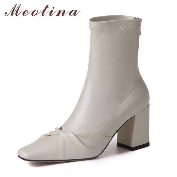 meotina ankle boots women shoes pleated high heel stretch short boots square toe thick heels zip ladies autumn beige black
meotina ankle boots women shoes pleated high heel stretch short boots square toe thick heels zip ladies autumn beige black