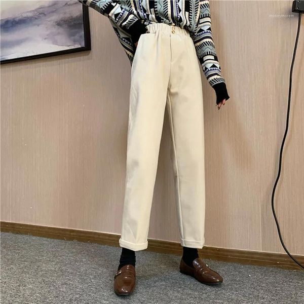 women's pants & capris simple elastic waist wooled straight women office lady solid ankle-length korean style harem trousers female1, Black;white
women's pants & capris simple elastic waist wooled straight women office lady solid ankle-length korean style harem trousers female1, Black;white
