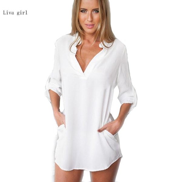 women's t-shirt women long t shirts v neck tee feminina camisas plus size 5xl blusas casual femme t-shirts solid brand female clothing, White
women's t-shirt women long t shirts v neck tee feminina camisas plus size 5xl blusas casual femme t-shirts solid brand female clothing, White