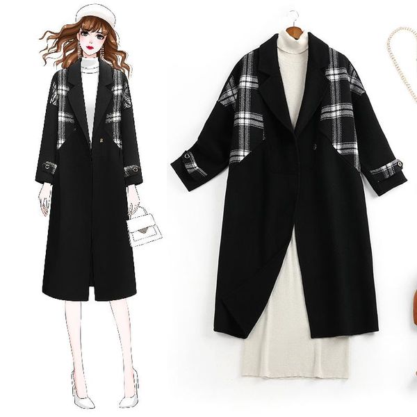 5xl plus size women woolen coat turn down collar mid length jacket loose lattice new outerwear fattening thin coat 2021 fall, Black
5xl plus size women woolen coat turn down collar mid length jacket loose lattice new outerwear fattening thin coat 2021 fall, Black