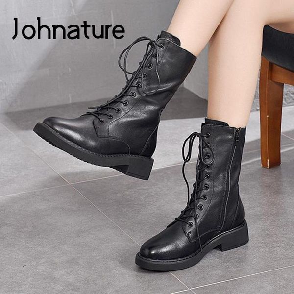 johnature genuine leather shoes women boots zip 2020 new winter round toe handmade leisure sewing concise casual platform boots, Black
johnature genuine leather shoes women boots zip 2020 new winter round toe handmade leisure sewing concise casual platform boots, Black