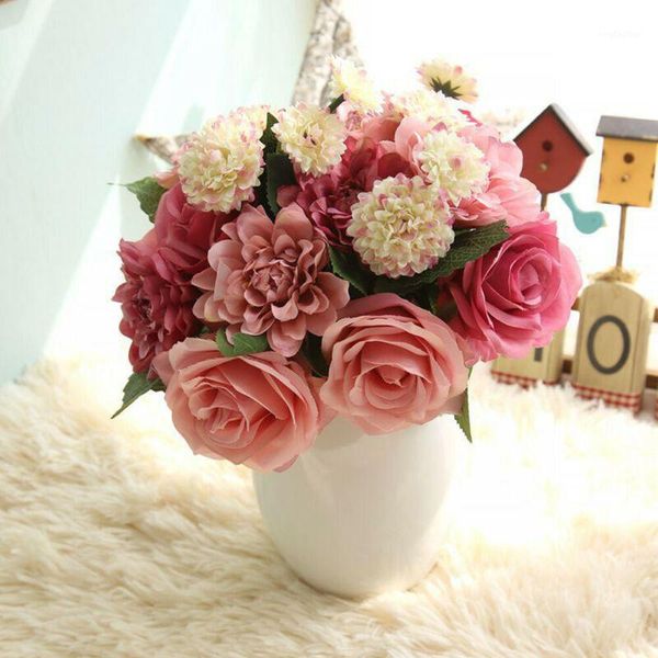 decorative flowers & wreaths rose flower dahlia bridal wedding bouquet plant leaves home office decoration i11
decorative flowers & wreaths rose flower dahlia bridal wedding bouquet plant leaves home office decoration i11
