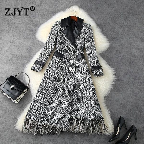 2020 fashion autumn winter turn down collar plaid tassel tweed woolen jackets long wool blends coats elegant overcoat outerwear, Black
2020 fashion autumn winter turn down collar plaid tassel tweed woolen jackets long wool blends coats elegant overcoat outerwear, Black