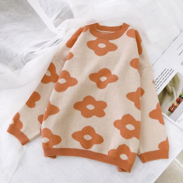 floral womens sweaters autumn winter loose woman sweater korean style long sleeve knit pullover1, White;black
floral womens sweaters autumn winter loose woman sweater korean style long sleeve knit pullover1, White;black