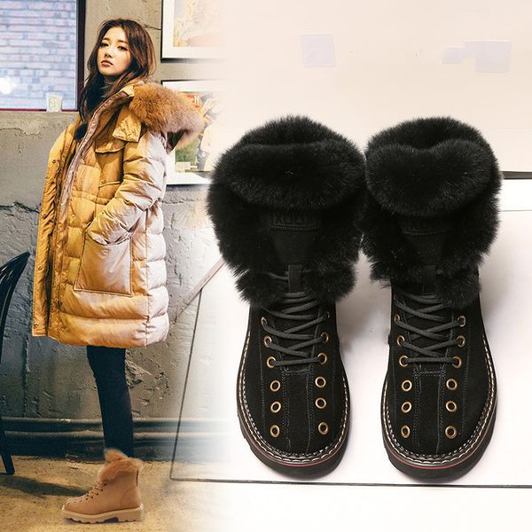 koovan women's boots 2020 winter new genuine leather warm rabbit fur snow tooling short boots girls shoes non-slip women boots y200723, Black
koovan women's boots 2020 winter new genuine leather warm rabbit fur snow tooling short boots girls shoes non-slip women boots y200723, Black