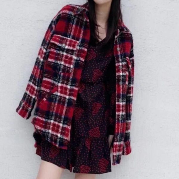 women coat 2020 autumn and winter new plaid tweed loose mid-length shirt woolen coat1, Black
women coat 2020 autumn and winter new plaid tweed loose mid-length shirt woolen coat1, Black