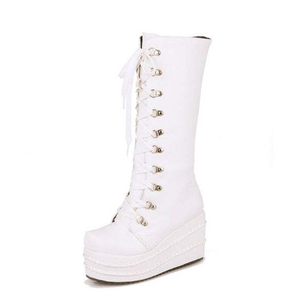 women's ladies platform wedges increasing long boots mid-calf cross strappy solid color shoes woman lace up high heel boots, Black
women's ladies platform wedges increasing long boots mid-calf cross strappy solid color shoes woman lace up high heel boots, Black