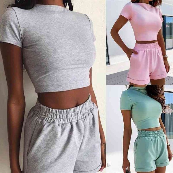 2 piece womens outfit set slim crop t shirt high waist shorts pants solid color set women fitness outfit, White
2 piece womens outfit set slim crop t shirt high waist shorts pants solid color set women fitness outfit, White
