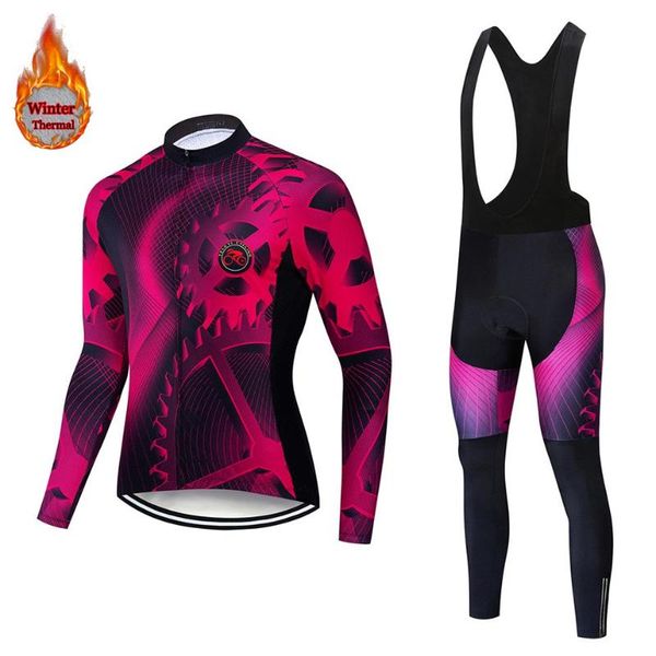 2021 teleyi winter thermal fleece cycling jersey set bicycle wear bike cycling clothing invierno set, Black;blue