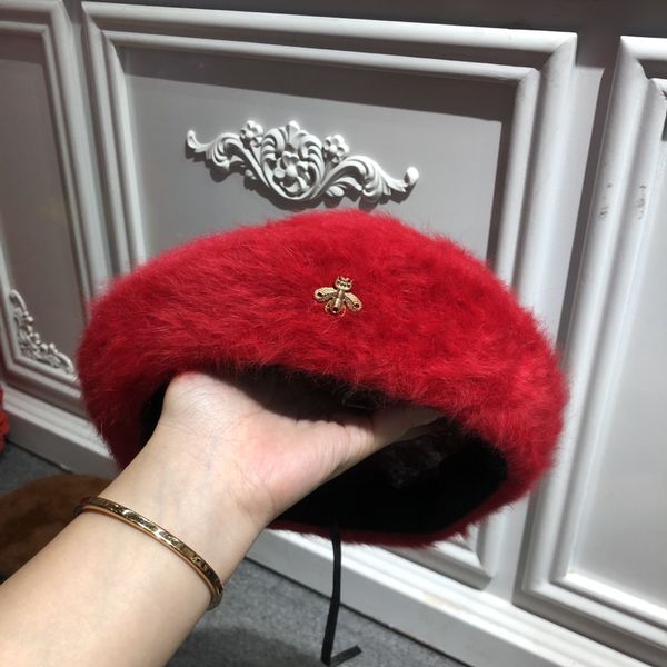 women hat wool solid color beret caps female bonnet gold bee rabbit fur caps lady painter all matched warm hat wholesale 201019, Blue;gray
women hat wool solid color beret caps female bonnet gold bee rabbit fur caps lady painter all matched warm hat wholesale 201019, Blue;gray