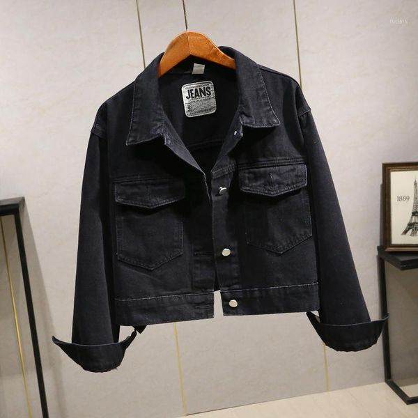 vintage style spring denim jacket women big size loose pocket long sleeve jeans jacket female casual solid basic coat streetwear1, Black;brown
vintage style spring denim jacket women big size loose pocket long sleeve jeans jacket female casual solid basic coat streetwear1, Black;brown