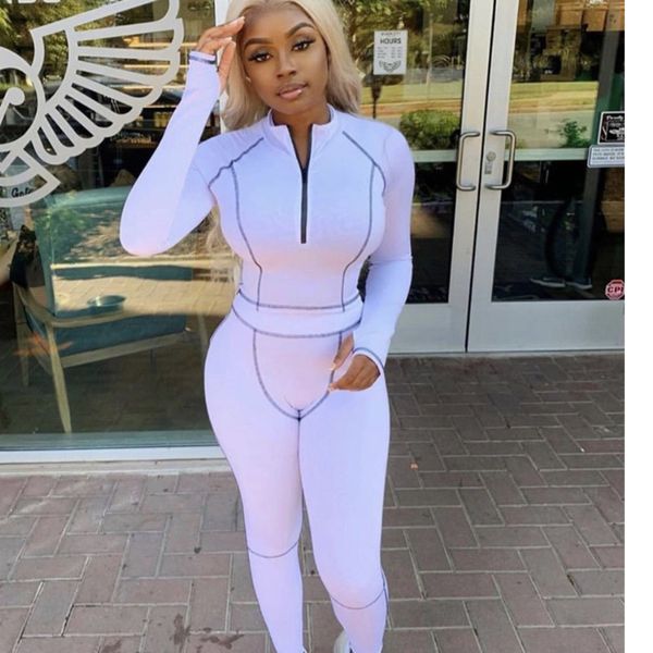 women designers sport suit fashion tracksuit zipper pullover + pants legging two piece outfit solid color casual clothing sets gg12206, White
women designers sport suit fashion tracksuit zipper pullover + pants legging two piece outfit solid color casual clothing sets gg12206, White