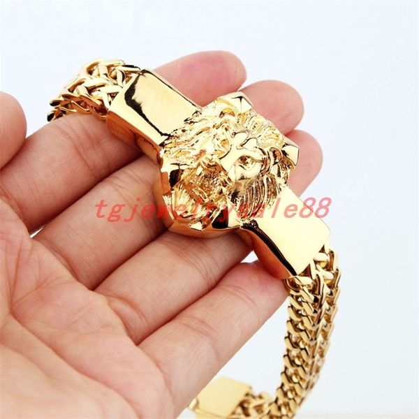 gold figaro rolo chain with stainless steel lion head bracelet fashion men's cuff jewelry 15mm*8.66" y200107, Golden;silver
gold figaro rolo chain with stainless steel lion head bracelet fashion men's cuff jewelry 15mm*8.66" y200107, Golden;silver