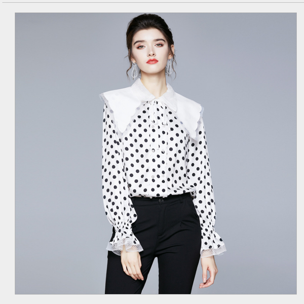 spring and autumn clothing new design sense niche polka dot blouse white doll collar shirt female trend women casual
spring and autumn clothing new design sense niche polka dot blouse white doll collar shirt female trend women casual