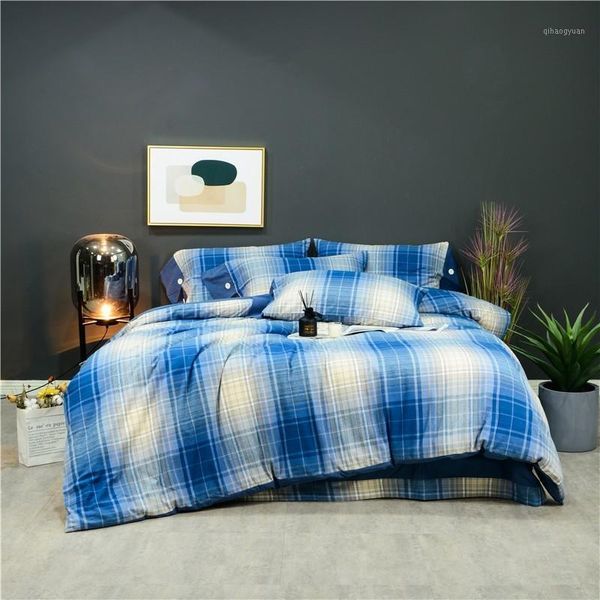 100% cotton duvet cover set button closure ultra soft durable warm king size plaid bedding set with bed sheet pillowcases1
100% cotton duvet cover set button closure ultra soft durable warm king size plaid bedding set with bed sheet pillowcases1