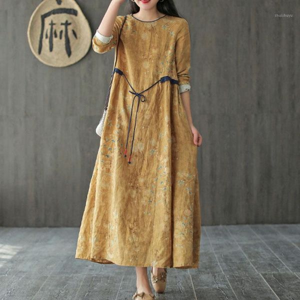 johnature spring summer cotton linen fashion retro floral print o-neck long sleeve dress 2020 new simple comfortable women dress1, Black;gray
johnature spring summer cotton linen fashion retro floral print o-neck long sleeve dress 2020 new simple comfortable women dress1, Black;gray