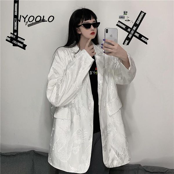women's suits & blazers nyoolo harajuku design dragon pattern long sleeve elegant white blazer suit women autumn loose double breasted, White;black
women's suits & blazers nyoolo harajuku design dragon pattern long sleeve elegant white blazer suit women autumn loose double breasted, White;black