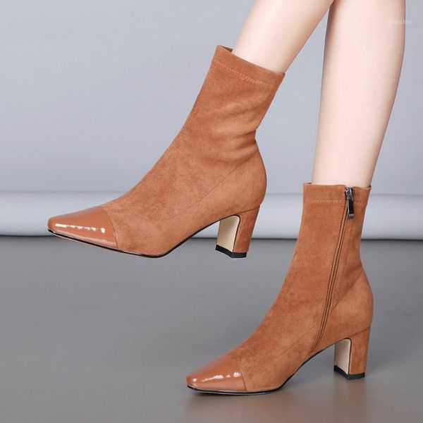 boots genuine leather ankle women zipper block high heels short stretch square toe shoes ladies black size 34-391
boots genuine leather ankle women zipper block high heels short stretch square toe shoes ladies black size 34-391