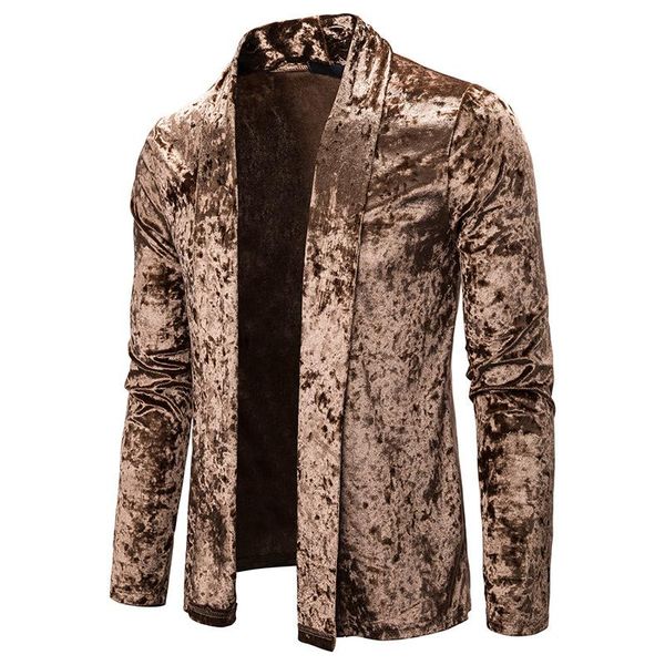autumn winter new men's flannel cardigan jacket pure color gold purple blue velvet windbreaker jacket long-sleeved shawl top, Black;brown
autumn winter new men's flannel cardigan jacket pure color gold purple blue velvet windbreaker jacket long-sleeved shawl top, Black;brown