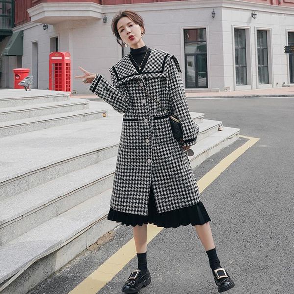 junerain new elegant lattice houndstooth woolen coat women's mid-length autumn winter korean fashion woolen coat casual outwears1, Black
junerain new elegant lattice houndstooth woolen coat women's mid-length autumn winter korean fashion woolen coat casual outwears1, Black