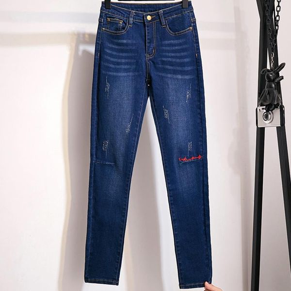 autumn new knee embroidery stretch slim full length women's jeans high waist skinny pencil pants denim trousers mujer plus size, Blue
autumn new knee embroidery stretch slim full length women's jeans high waist skinny pencil pants denim trousers mujer plus size, Blue