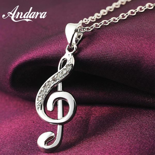 fashion simple 925 silver necklace musical note pendant silver chain wedding wedding jewelry gift1