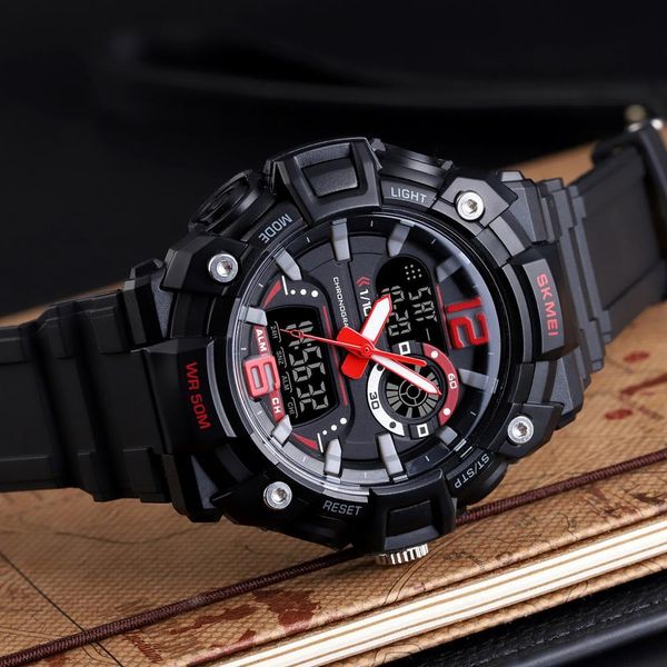 skmei 3 time mens pointer electronic watch 12/24 hours large dial led light 50m waterproof multifunctional black sports watch, Silver
skmei 3 time mens pointer electronic watch 12/24 hours large dial led light 50m waterproof multifunctional black sports watch, Silver