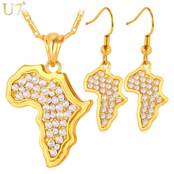 u7 africa map pendant necklace and earrings set sale trendy yellow gold color rhinestone african jewelry sets for women s379, Silver
u7 africa map pendant necklace and earrings set sale trendy yellow gold color rhinestone african jewelry sets for women s379, Silver