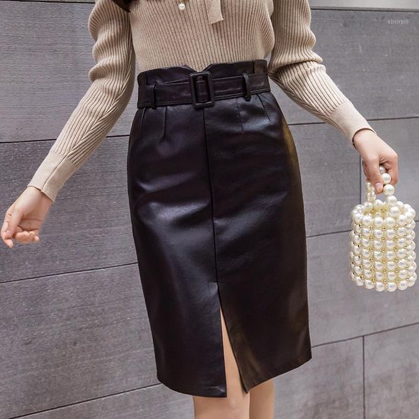 2020 autumn black pu leather midi wrap skirt with belt office streetwear high waist front split vintage sheath pencil skater1
2020 autumn black pu leather midi wrap skirt with belt office streetwear high waist front split vintage sheath pencil skater1